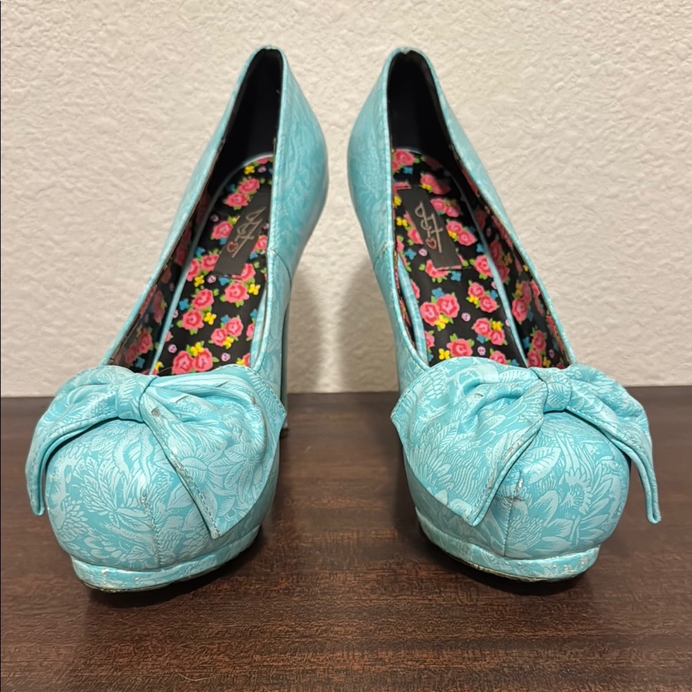 Vintage Iron Fist Skull and Floral Heels